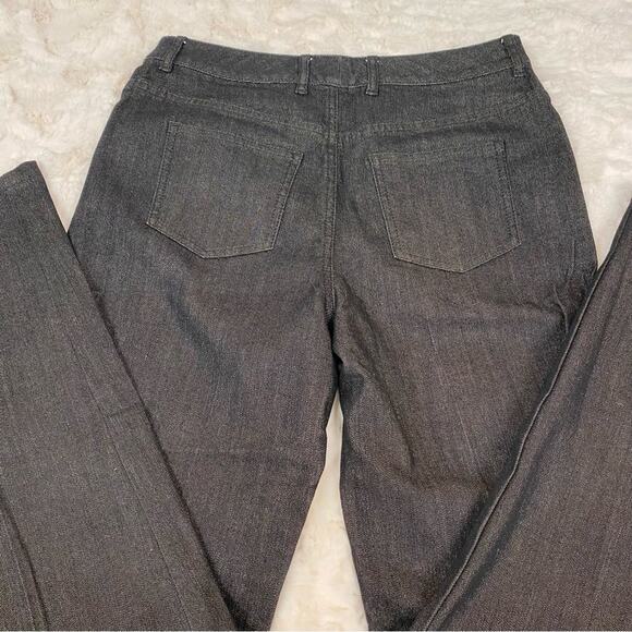 St. John Collection Women's Straight Leg Jeans Size 4 Black Gold Shimmer Holiday - Picture 11 of 13